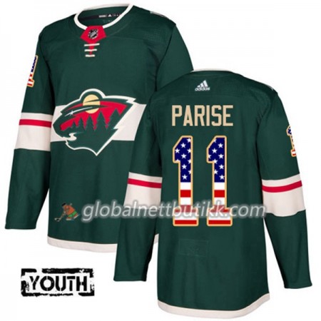 Minnesota Wild Hockeydrakt Zach Parise 11 2017-2018 USA Flag Fashion Grønn Adidas Authentic - Barn